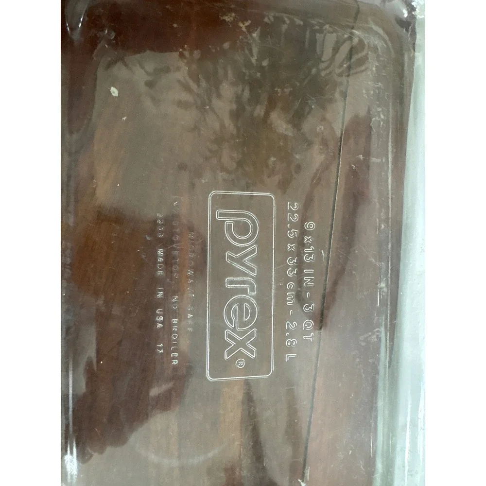 Vintage Pyrex 9x13 Inch Baking Dish 3 Quart‎ Clear Glass Roasting Pan Oven Safe